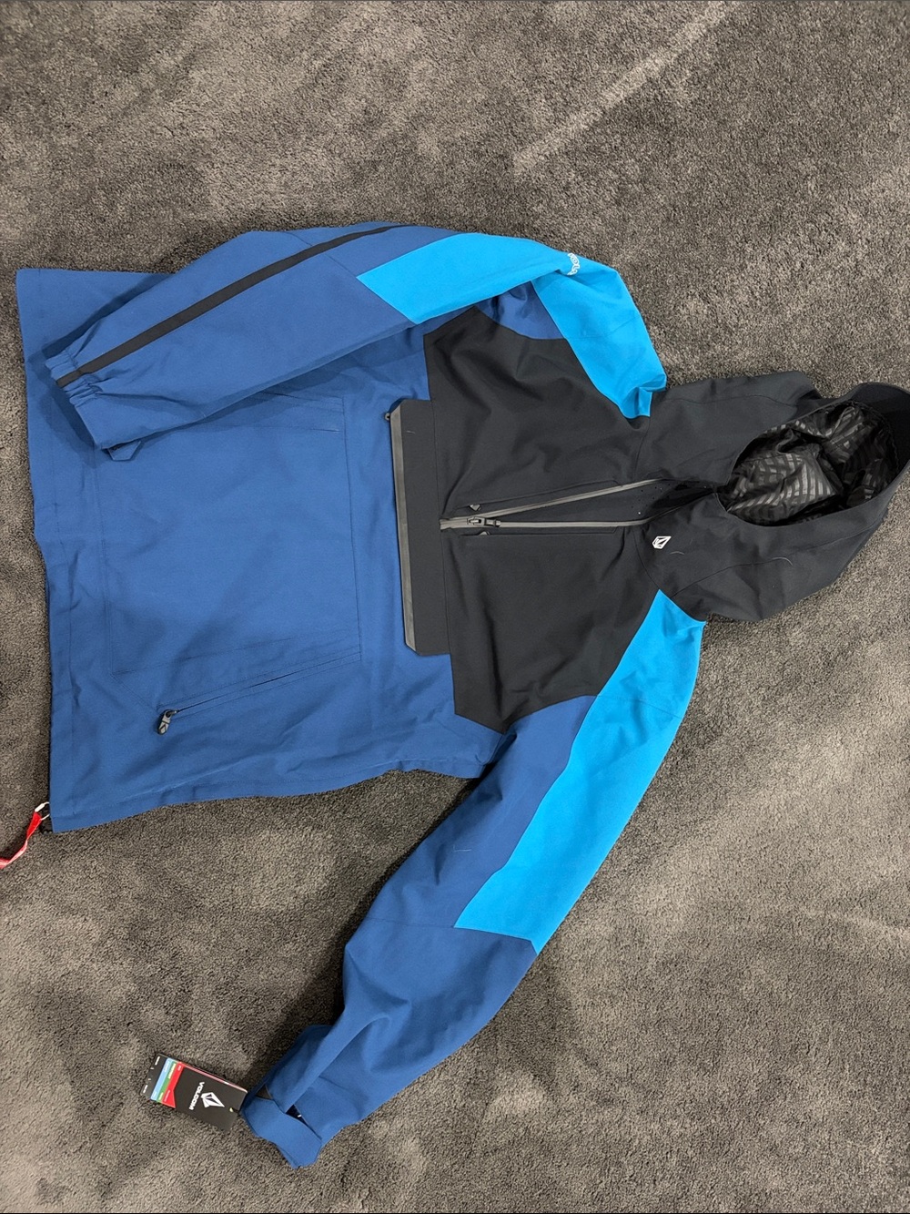 Volcom Blue and Black Colorblock Ski Jacket